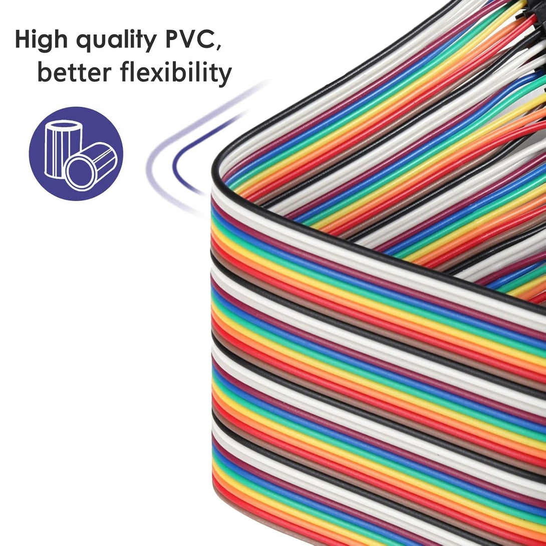 120Pcs Breadboard Jumper Wires 10Cm 15Cm 20Cm 30Cm 40Cm 50 Cm 100Cm Wire Length Optional Dupont Cable Assorted Kit Male to Female Male to Male Female to Female Multicolored Ribbon Cables