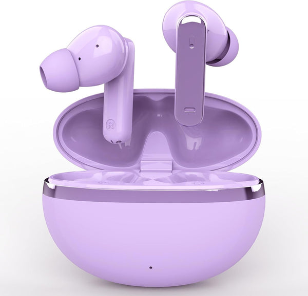 Wireless Earbuds, True Wireless Bluetooth 5.3 Earbuds with Charging Case, Stereo Bluetooth Headphones with Microphone for Iphone Android Smart Cellphones (Purple)