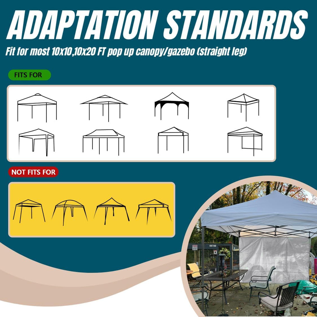 10X10 Pop up Canopy Tent Sidewalls - Straight Leg Compatible, 300D Waterproof Polyester with 99% UV Protection, 3 Piece Khaik Wall Set