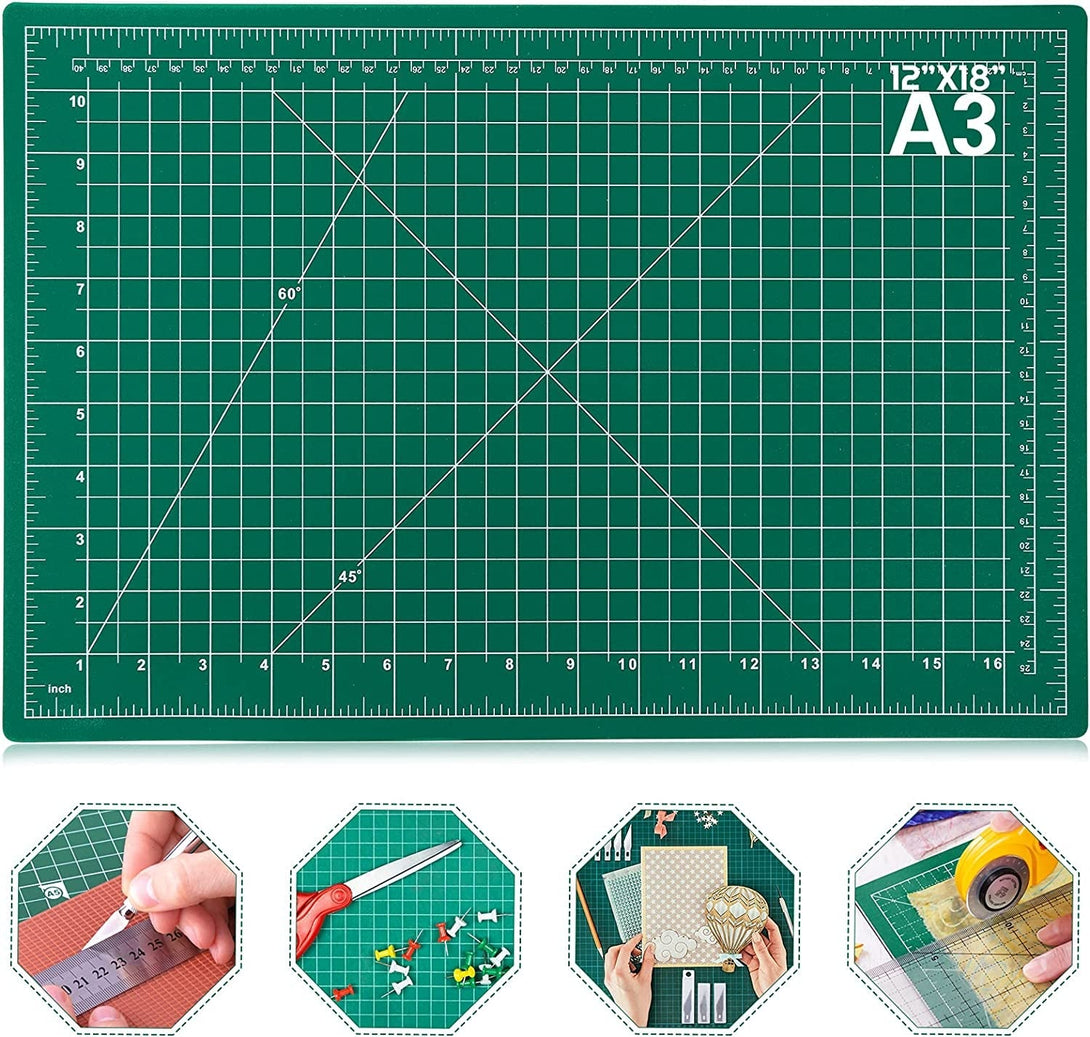 Anezus Self Healing Sewing Mat, 12Inch X 18Inch Rotary Cutting Mat Double Sided 5-Ply Craft Cutting Board for Sewing Crafts Hobby Fabric Precision Scrapbooking Project