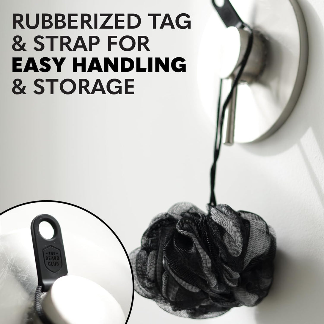 Beard Club Premium Exfoliating Loofah Sponge for Men - Soft Shower Body Scrubber for Men & Women, Large Bath Loofah for Luxurious Skin Care, Durable Shower Pouf & Bathing Accessories in Stylish Design