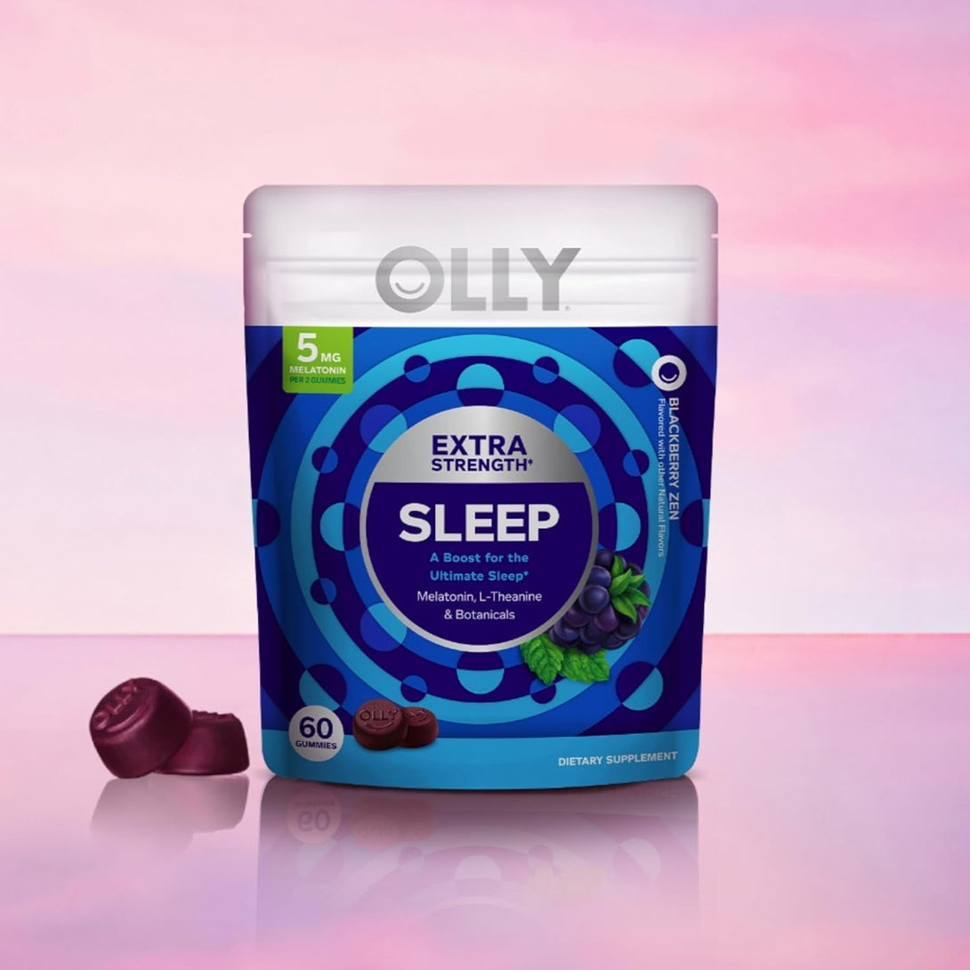 OLLY Extra Strength Sleep, 5 Mg Melatonin L-Theanine, Chamomile and Botanicals - 60Ct Pouch