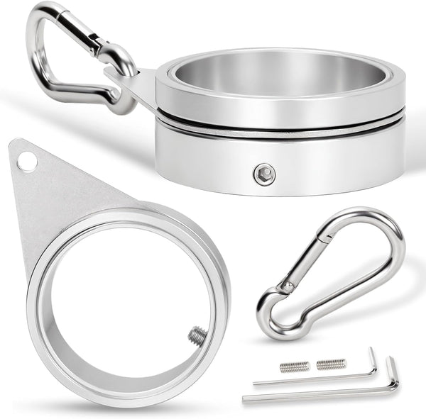 2" Large Flag Pole Rings, 2 Pcs Aluminum Alloy Spinning Flag Pole Ring Clips Swivels, 360° Rotating anti Wrap Flagpole Ring Hardware with Stainless Steel Carabiners for 1.6-2" Diameter