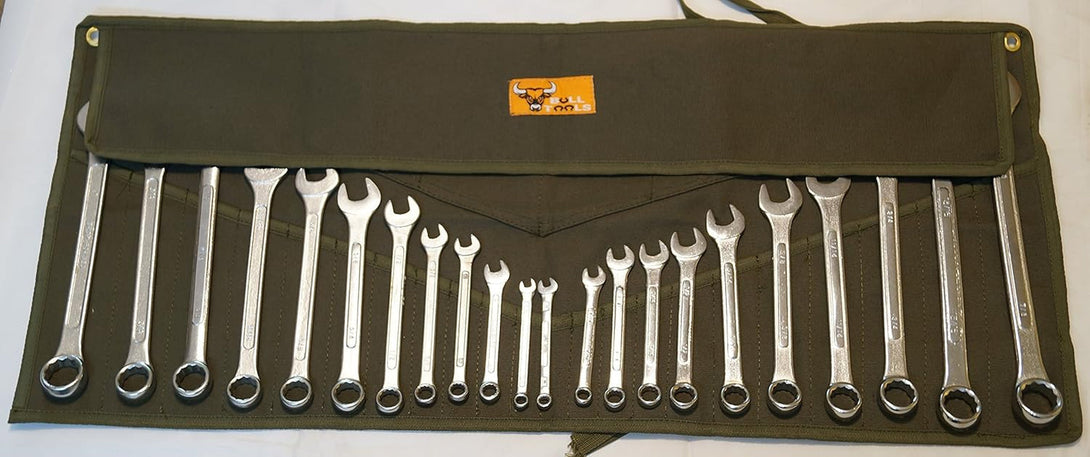 26-Pocket Wrench Tool Roll Organizer, Roll-Up Pouch Metric & SAE, Heavy-Duty 100% Cotton Duck Canvas Portable Tools Storage for Mechanics & Diyers - Olive Drab (Tools Not Included)