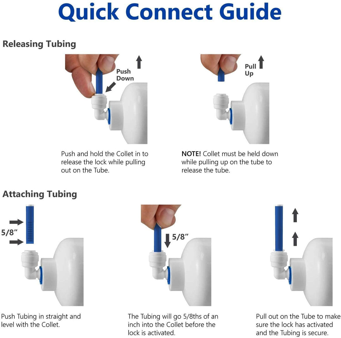 1/4 Inch OD Tubing&Hose&Pipe Use Inline Shut off Ball Valve Plastic Quick Connect Fittings for Water Purifier RODI System (Pack of 10)