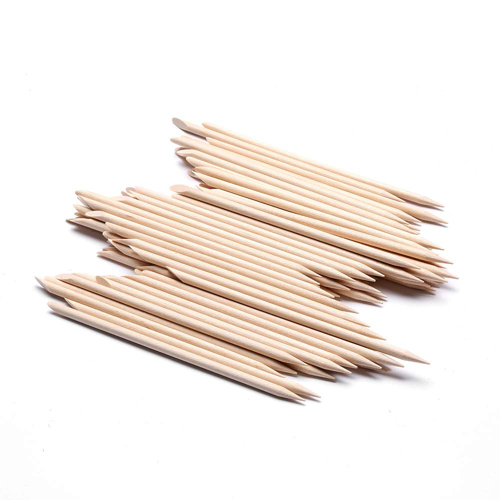 100 Pcs Orange Wood Nail Sticks Double Sided Multi Functional Cuticle Pusher Manicure Pedicure Tool for Manicure Pedicure