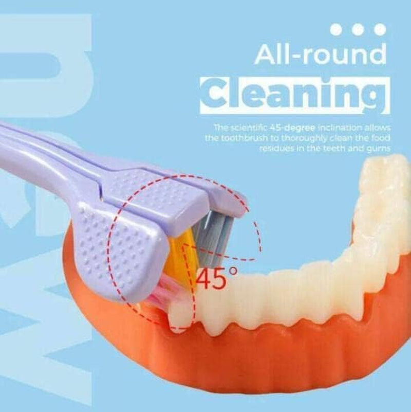 2Pcs Random Color Three-Sided Soft Hair Toothbrush, Effective Wrap-Around Design, Deeply and Thoroughly to Clean Teeth and Gums, Manual Toothbrushes Suitable for Adults and Children Health Household