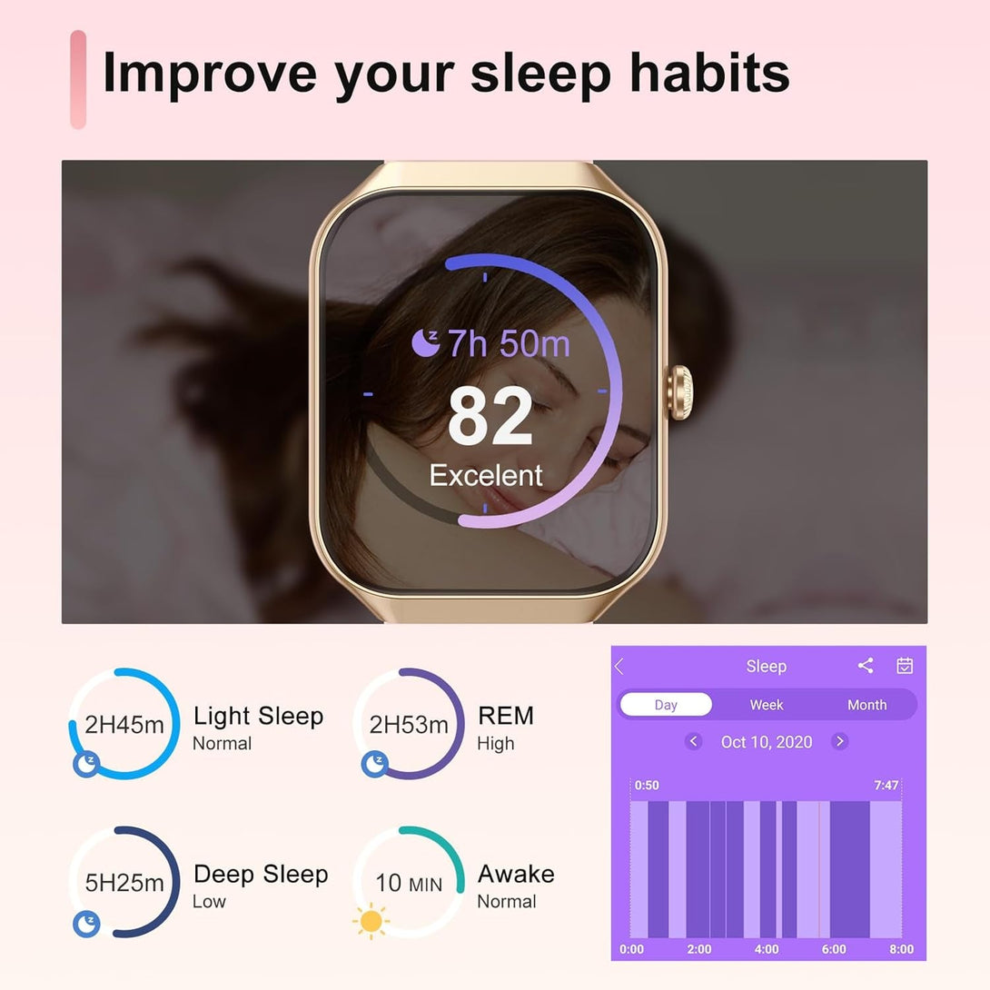 Smart Watch for Women Answer/Make Calls, 2025 1.96" HD Fitness Watch with 113+ Sports, Heart Rate Monitor Sleep Monitor Activity Trackers with Step Counter, IP68 Waterproof, Smartwatch for Android/Ios