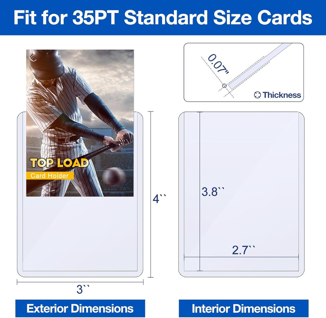 32 Count Topload Card Holder, Sooez 35PT Topload Card Protector, 3" X 4" Hard Plastic Card Sleeves, Baseball Card Protector, Rigid Toploading Card Case for Collectible Trading Sports Cards