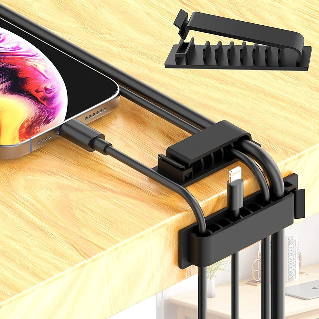 N NOROCME 192 PCS Cable Management Kit 4 Wire Organizer Sleeve,11 Cable Holder,35Cord Clips 10+2 Roll Cable Organizer Straps and 100 Fastening Cable Ties for Computer TV under Desk, Black,Clear