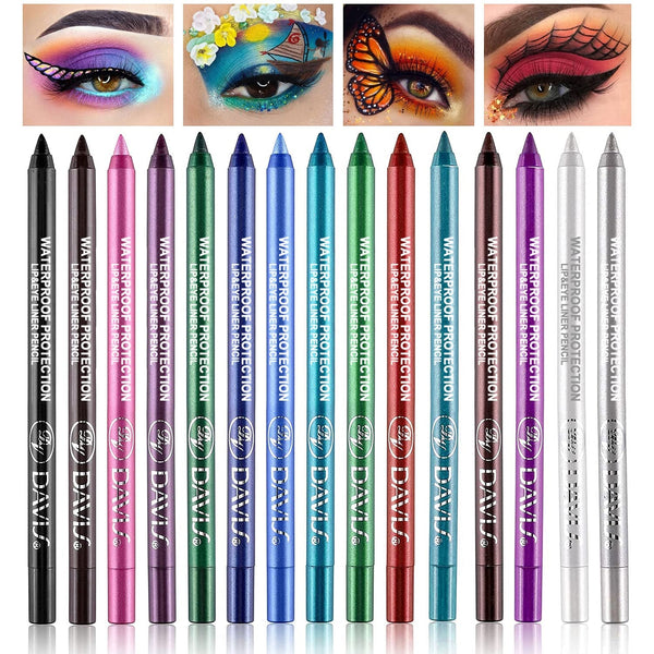 15 Colorful Eyeliner Pen Set, Shadow Pencil, Pearl Eyeliner Kit Metallic Glitter Eyeliner for Women Eye&Lip Liner Professional Colorful Eyeliner Eye Color Eye Makeup Set(15Pcs)