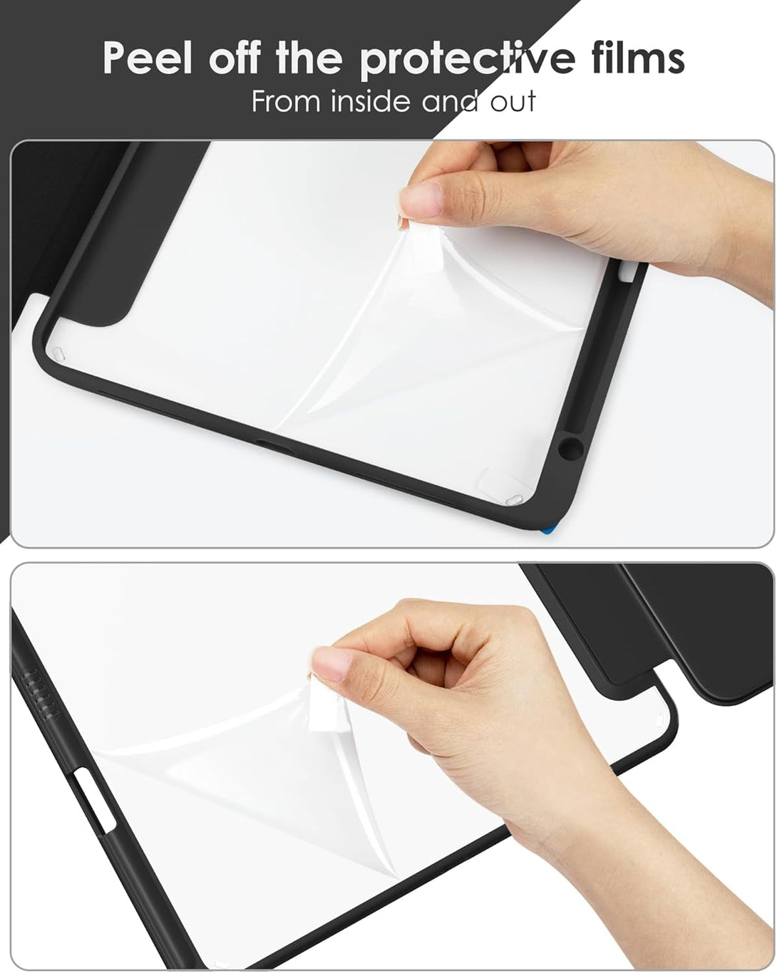VIKESI Case for Ipad (A16) 11-Inch 2025 and Ipad 10Th Generation 10.9 Inch 2022, Clear Back and TPU Shockproof Frame Cover [Built-In Pencil Holder, Support Auto Sleep/Wake] - Black
