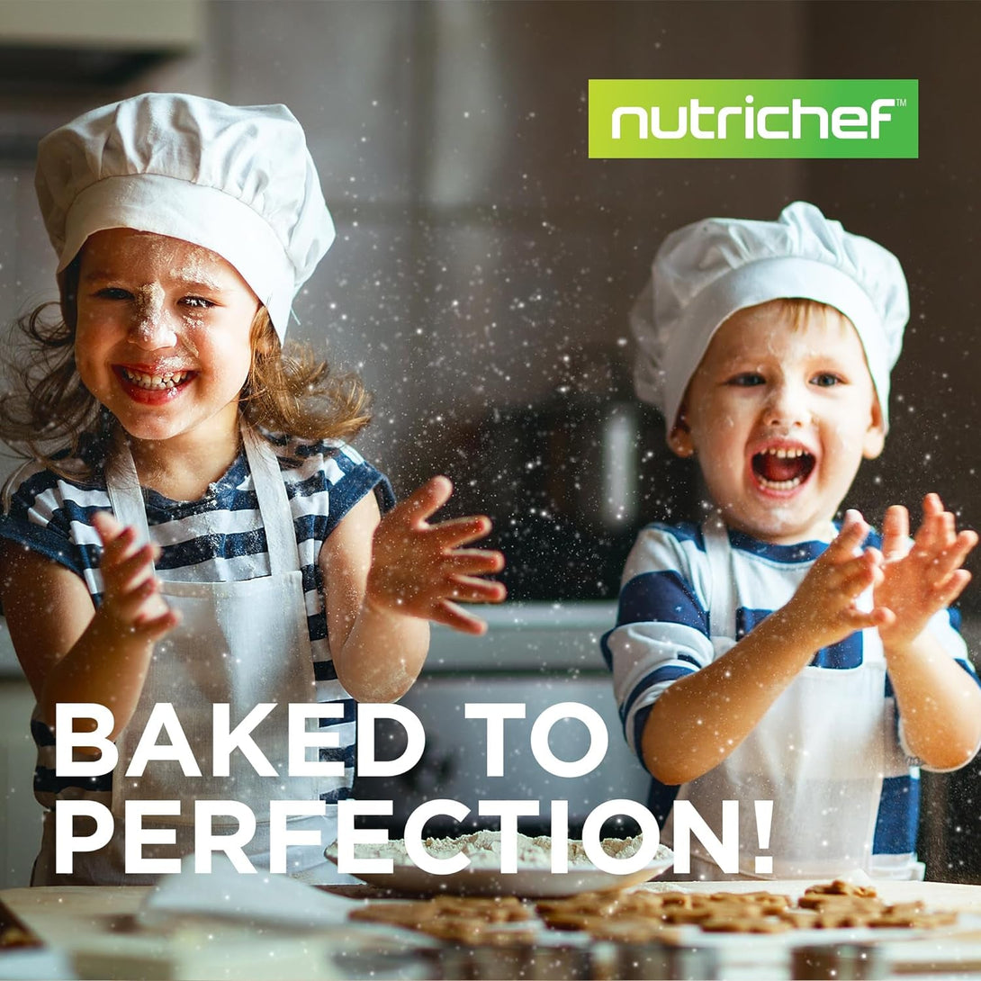 Nutrichef 3-Piece Nonstick Kitchen Oven Baking Pans - Premium & Stylish Non-Stick Steel, Commercial Grade Restaurant Quality Metal Bakeware with Red Silicone Handles - Easy to Clean, NCSBS3S