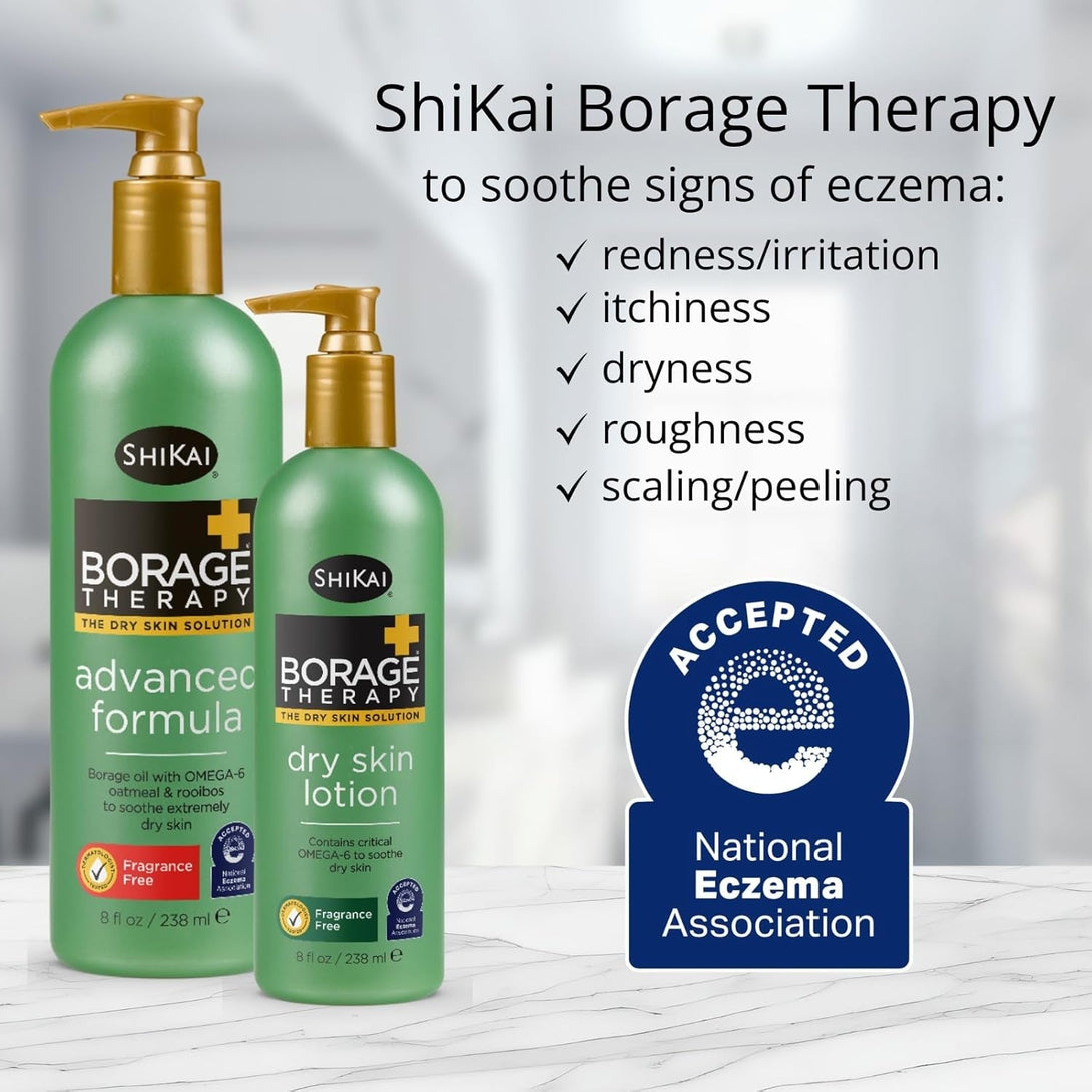 Shikai Borage Therapy Dry Skin Lotion Body Moisturizer (16 Oz) Unscented Skincare | Hydrating Lotion for Dry Hands & Body | with Oatmeal & Shea Butter