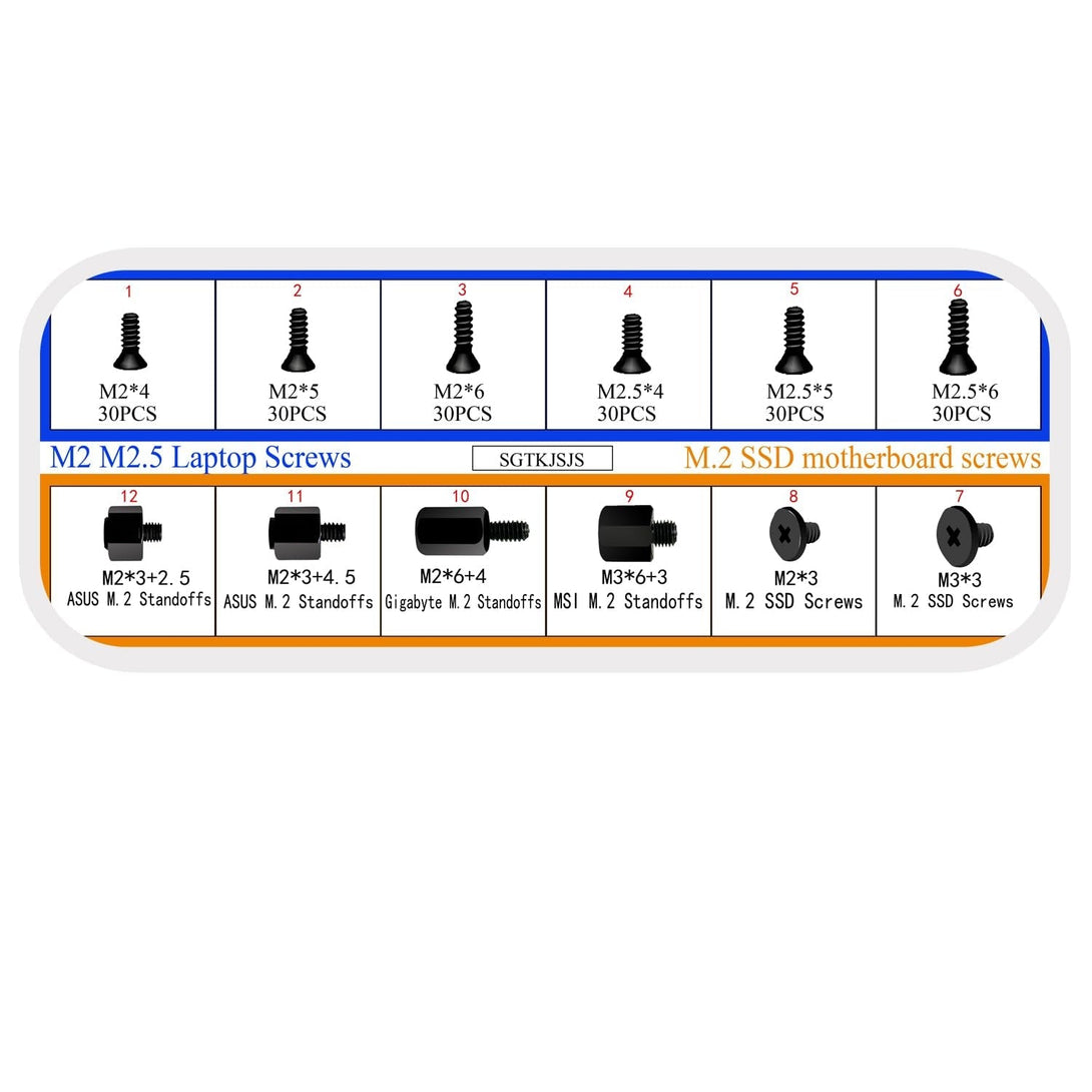 M.2 SSD Screws Kit, Nvme Screw M.2 SSD Mounting Kit-M2 M2.5 Black Carbon Steel Laptop Notebook Computer Screws Set.Nvme M2 Screws Suitable for ASUS MSI Gigabyte NGFF Motherboard