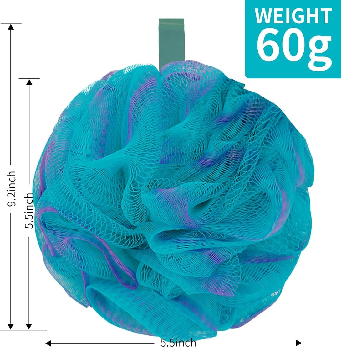 Loofah Sponge Soft Mesh Shower Puffs for Body Wash Bath Sponge Body Scrubber for Women & Men Body Exfoliator-Bathing Accessories(60G L 4Pcs)