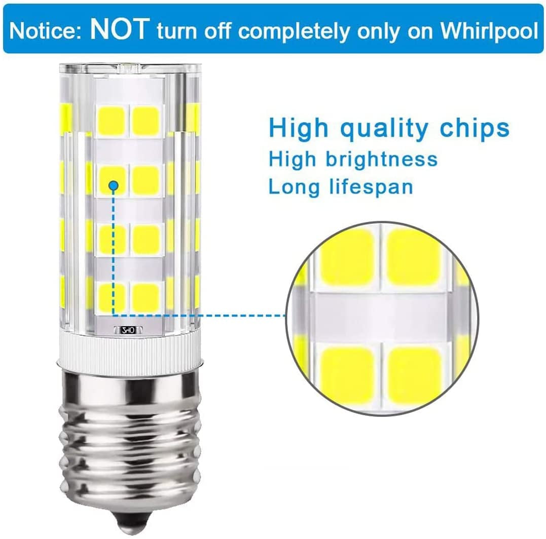 KINDEEP E17 LED Bulb Dimmable, 4W, Daylight White 6000K, Microwave Oven Light Bulbs Equivalent 40W, Ceramic Construction, Versatile Compatibility