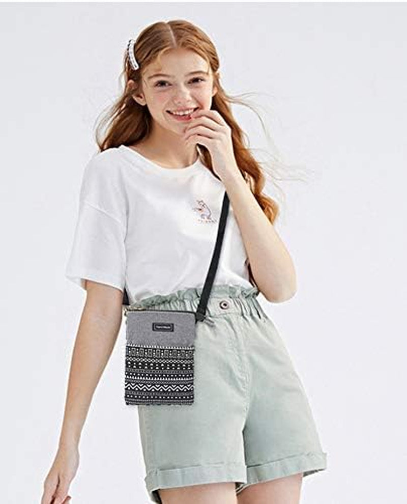 Roomy Cell Phone Purse Wallet Canvas Small Crossbody Purse Bags with Shoulder Strap for Women Teen Girlsl