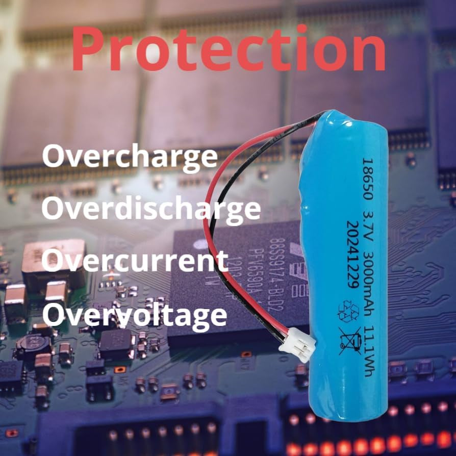 3.7V 3Ah Rechargeable Lithium Ion Battery, PH2.0/2P Connector, for DIY Electronics, Toys, Lighting
