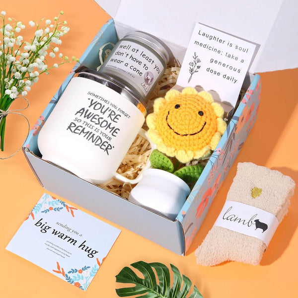 Get Well Gifts for Women-7 Pcs after Surgery Recovery Gifts for Teen Girl Man Mom Teenage, Funny Cheer up Basket for Female, Feel Better Set for Sick Friend, Get Better Care Package, Encouragement Box