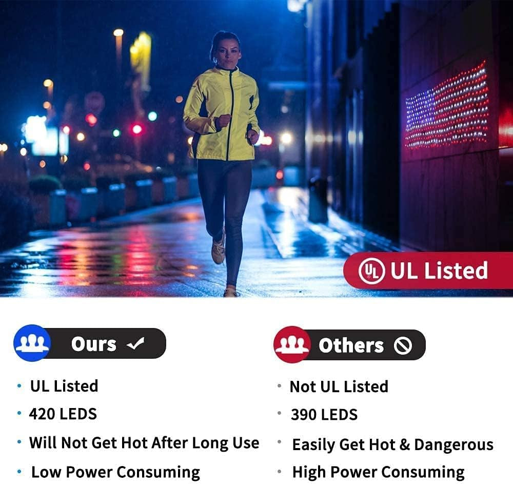 American Flag Lights 420 Super Bright Leds, Waterproof LED US Flags Light for 4Th of July Decorations, Memorial Day, Independence Day, Garden, Yard, Holiday, Party, Christmas Decorations