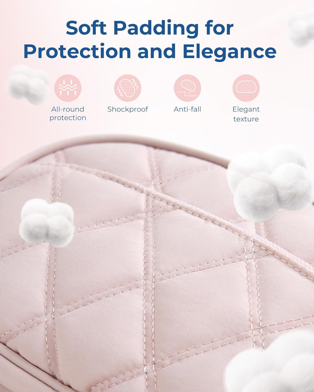 BAGSMART Cord Organizer Travel Cable Bag, Compact Tech Electronic Organizer Travel Case, Essentials for Charger, Cable, Phone, Flash Drive - Pink