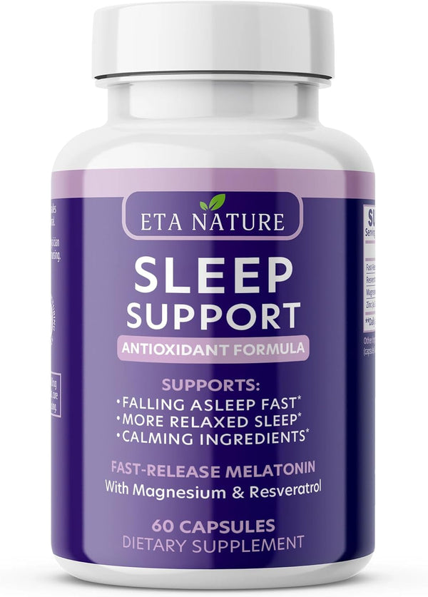 Sleeping Pills & Resveratrol Supplement for anti Aging - Sleep Supplement with Melatonin, Resveratrol, Zinc & Magnesium - Wake up Looking Younger with Non Habit Forming Sleep Meds - 60 Caps