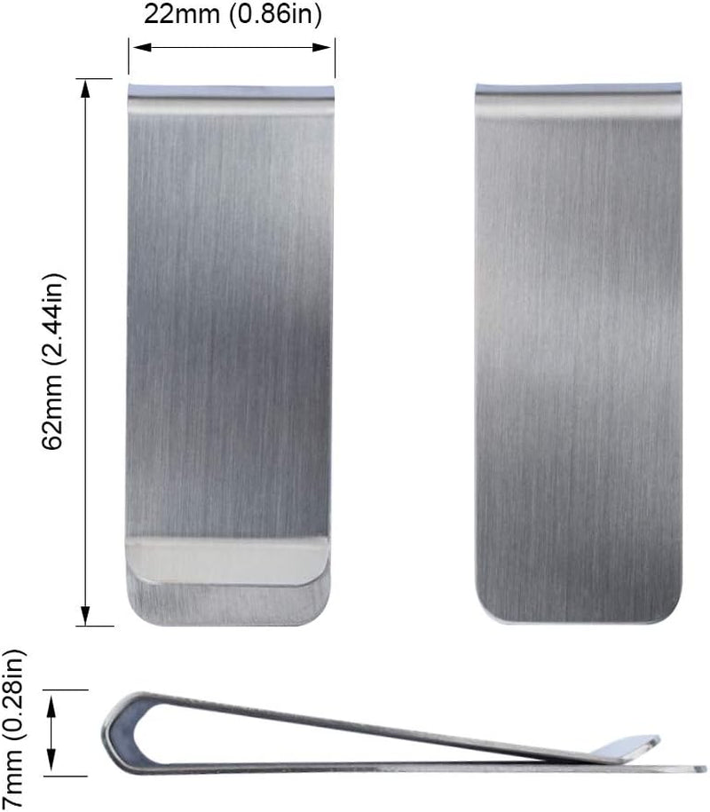 Stainless Steel Money Clips, Money & Cards Holder, Minimalism Wallet Clips, Super Slim & Durable, Pack of 6