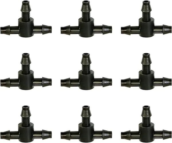 50 Pcs Drip Irrigation Universal Connector 1/4 Inch Barbed Tee Tubing