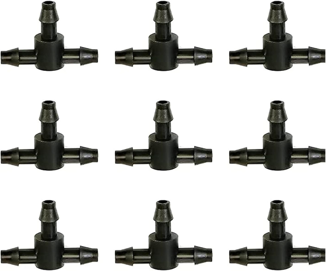 50 Pcs Drip Irrigation Universal Connector 1/4 Inch Barbed Tee Tubing