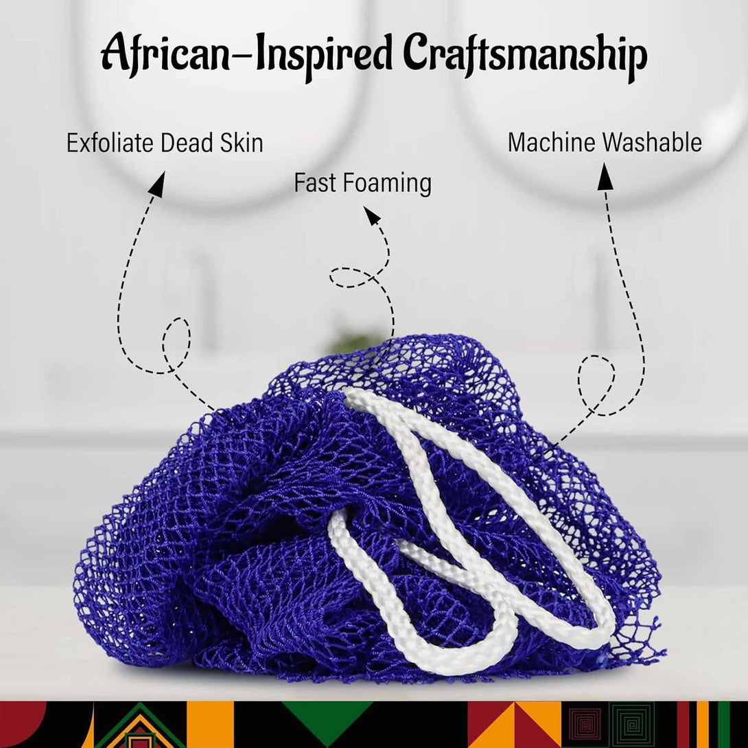 Yiclick African Net Sponge Authentic with Knots 2 Pack - Exfoliating Body Scrubber, Exfoliating Washcloth Towel, Knotted Rags Wash Cloth Loofah Sponge for Body Scrub, Back Scrubber for Shower Bath