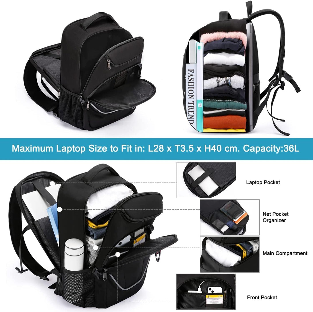 Della Gao Travel Laptop Backpack, anti Theft Backpack for Men and Women with USB Charging Port Business Computer Backpack Bag (Black 2811-17 Inch)