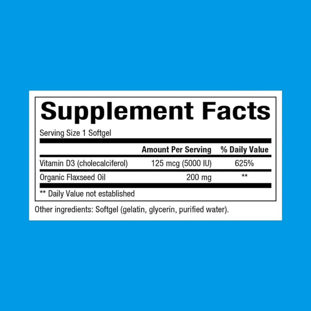 Natural Factors, Vitamin D3 5000 IU (125 Mcg), Supports Strong Bones, Muscles and Immune Function, 360 Softgels