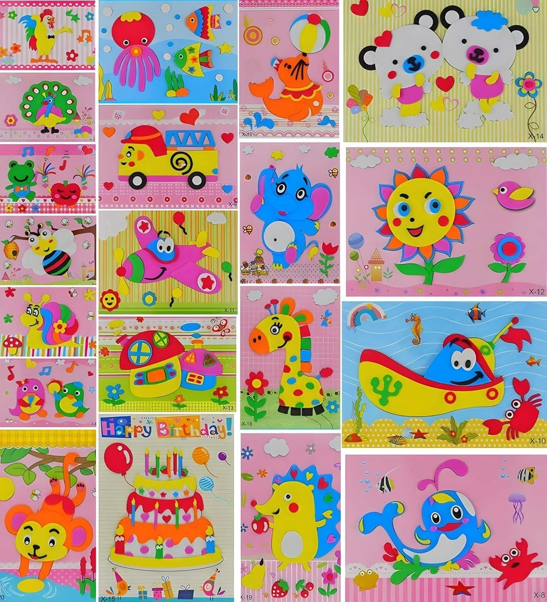 20Pcs 3D EVA Foam Sticker Puzzle Game DIY Cartoon Animal Learning Education Toys for Toddler Kids Art Craft Kits (Kidslove A)