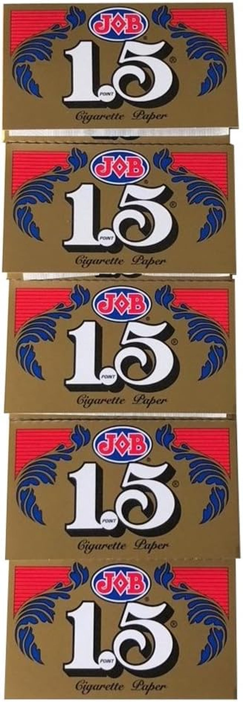 1.5 JOB Rolling Papers, 5 Pack Bundle, 120 Paper Leaves Total