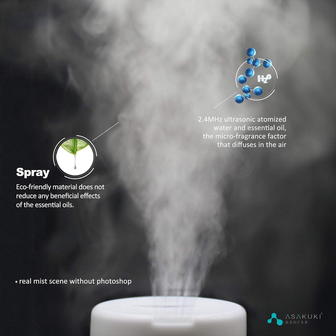 ASAKUKI 300ML Essential Oil Diffuser, Quiet 5-In-1 Premium Humidifier, Home Fragrance Aroma Diffuser with 7 LED Color Changing Light and Auto-Off Switch -Light Brown