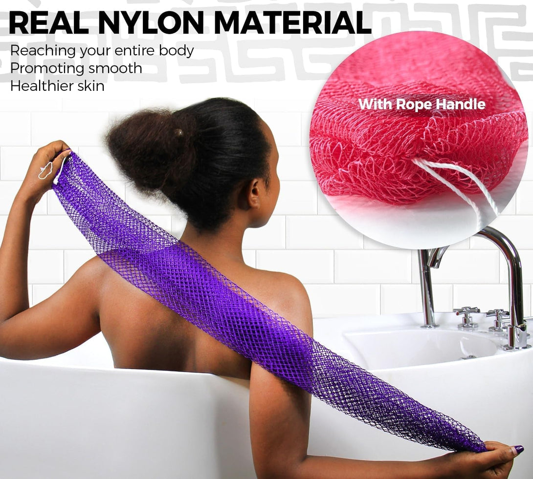 African Net Sponge Authentic - 2 Pieces Real African Loofah Shower Sponges - Body Scrubber Exfoliating Washcloth - Africa Bath Sponges for Back Scrubber Shower Accessories