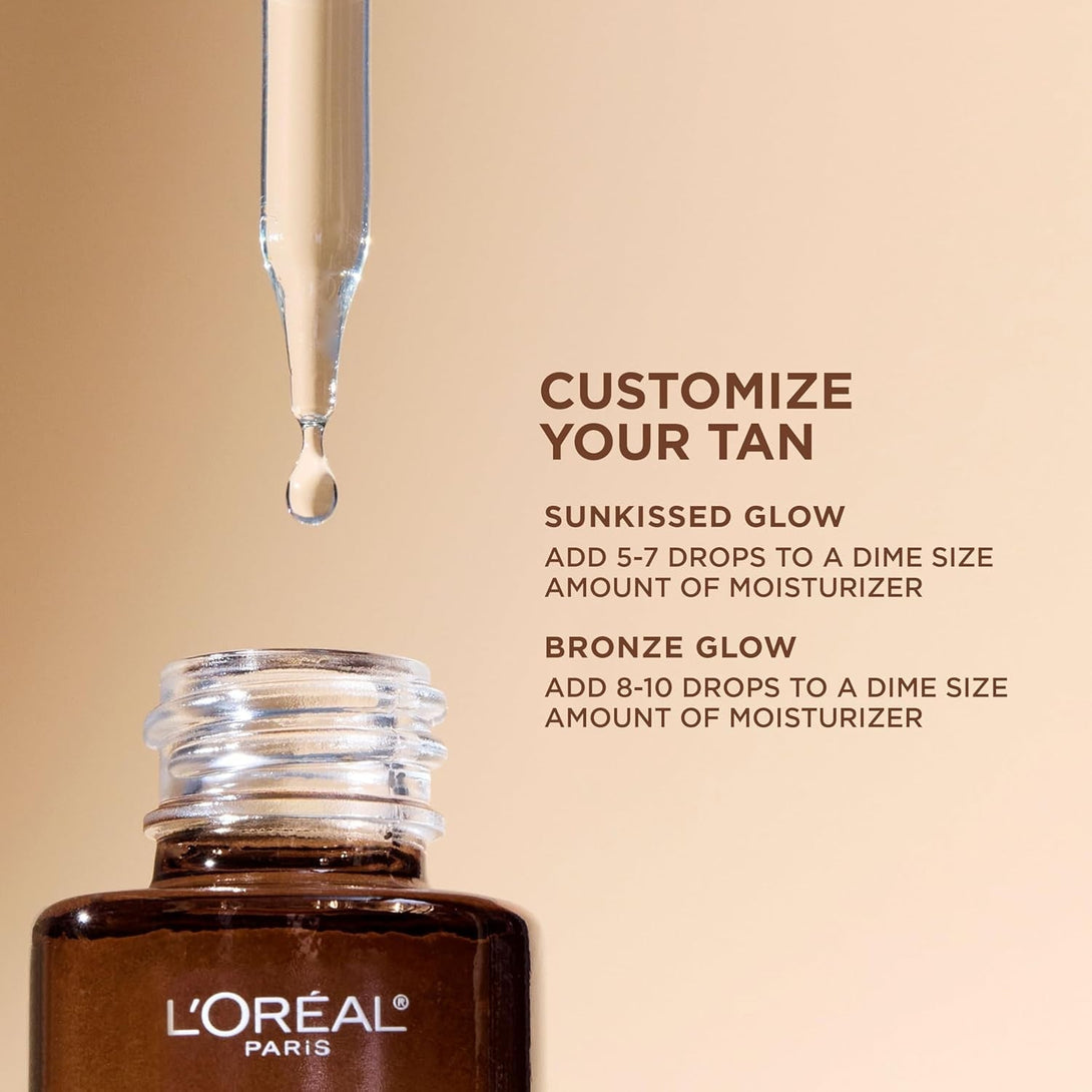 L’Oreal Paris Sublime Bronze Self Tanning Facial Drops with Hyaluronic Acid, Gradual Tan, Fragrance-Free, 1 Fl. Oz