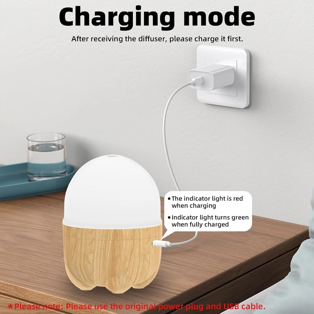 150ML Rechargeable Battery Operated Essential Oil Diffuser, Portable Cordless Aromatherapy Air Diffuser with 7 LED Color Changing Lights（Yellow Wood）