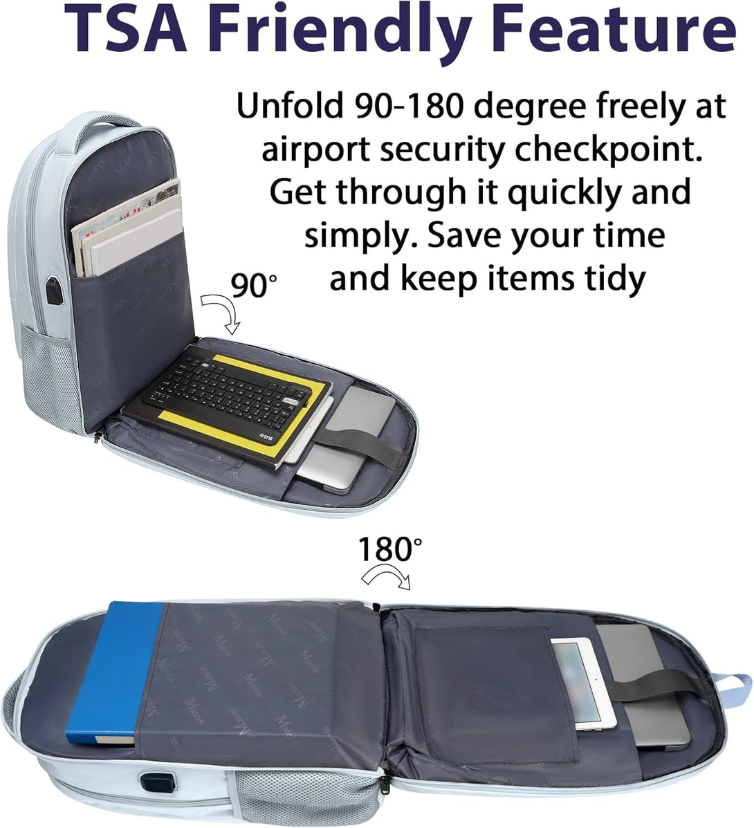 MATEIN Laptop Backpack Women, 17 Inch Big Work Bags with USB Charging Port for Nurses, Water Resistant Travel Backpack TSA Approved, Stylish Daypack College Bag for Women, Haze Blue