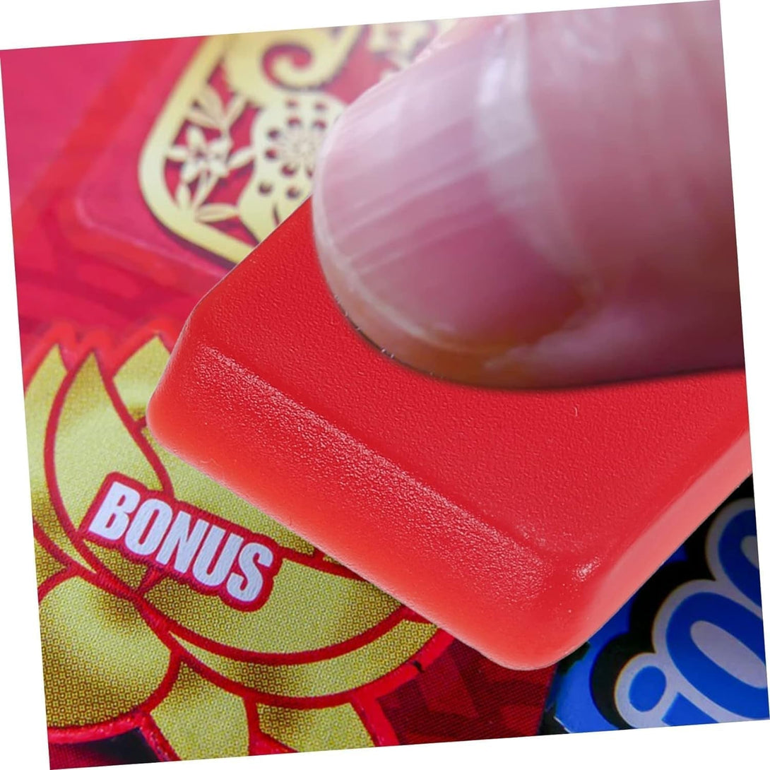 10Pcs Red Lottery Ticket Scraper Lottery Ticket Scratcher Sticker Label Remover Plastic Small Scraper Shovel Shape Lottery Scratcher Lottery Scraper with Keychain, Health and Household