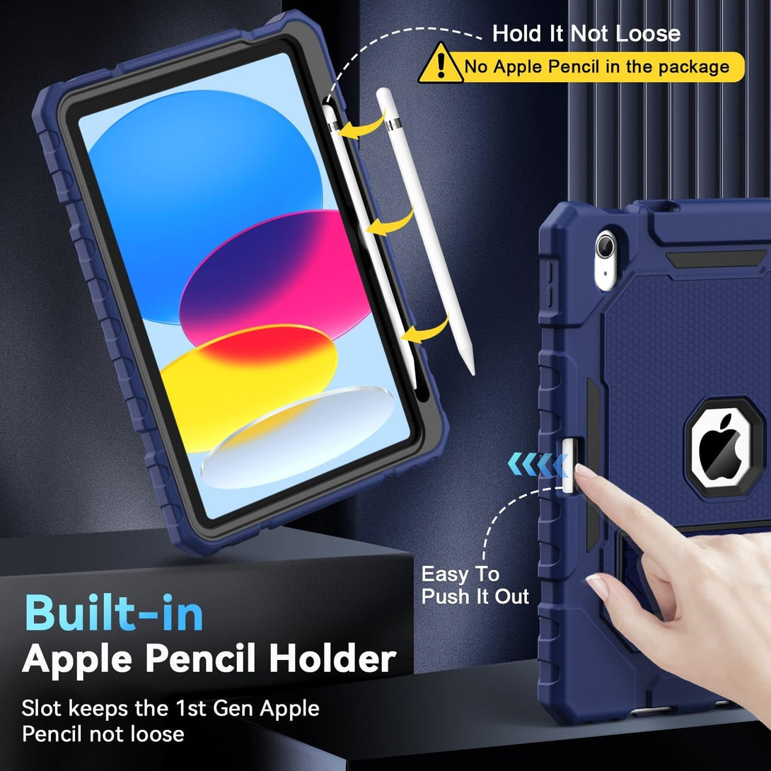 Grifobes for Ipad A16 Case 11Th Generation 11 Inch 2025 / Ipad 10Th Generation Case 10.9 Inch 2022, Heavy Duty Military Grade Shockproof Cover with Pencil Holder for I Pad 11/10 Gen (Navy Blue)
