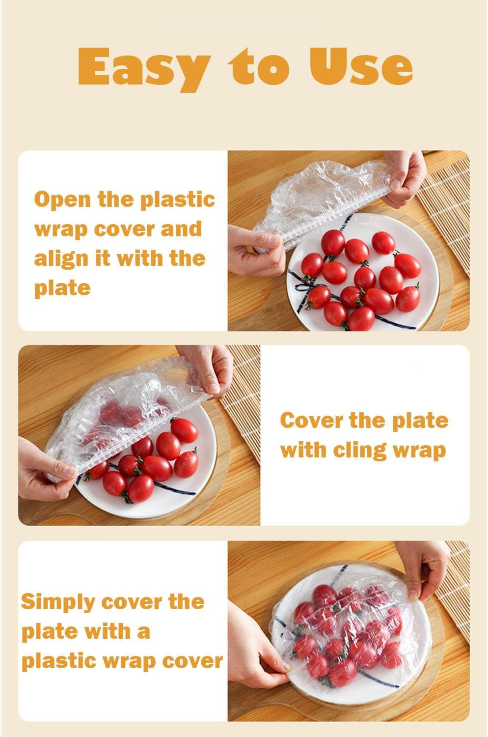 200Pcs Fresh Keeping Bags, Elastic Plastic Sealing Bags Food Cover with Elastic Edge, Reusable Stretch Adjustable Bowl Lids, Universal Kitchen Wrap Seal Caps for Leftover and Meal Prep