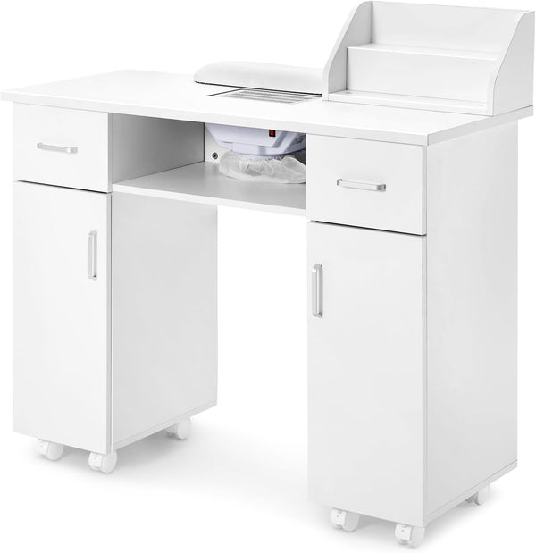 Artist Hand Manicure Table, Nail Table, Storage Rack,Nail Station, Wooden Drawers, Nail Desk, Beauty Workstation, Wrist Cushion, Nail Table, Lockable Wheels