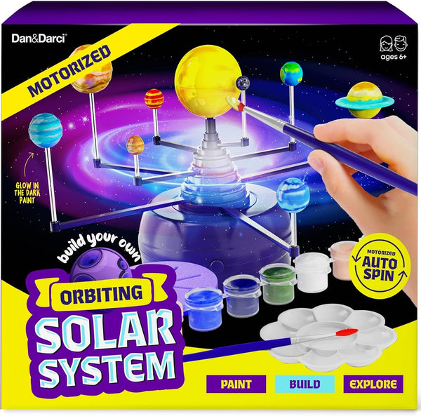360° Orbiting Solar System for Kids - Paint & Build Model Kit - Arts and Crafts for Kid Ages 8-12, 4-6, 4-8, 6-8 - Space Toys 8-10 - Science Astronomy Gifts - Painting Craft Kits for Boys