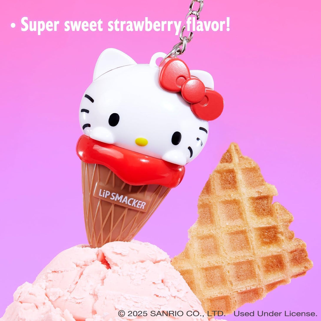 Lip Smacker Hello Kitty Lip Balm, Ice Cream Flavored Moisturizing, Smoothing Soft Shine, Hydrating & Protecting Fun Tasty Flavors, Cruelty-Free - Ice Cream(Packaging May Vary)