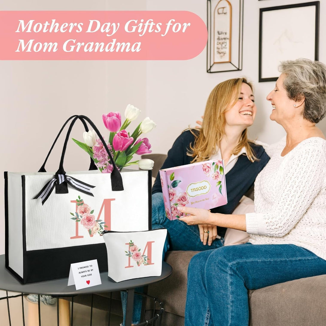 TRSODD Godmother Mothers Day Gifts from Godchild Birthday Gifts for Women Tote Bag and Makeup Bag Set