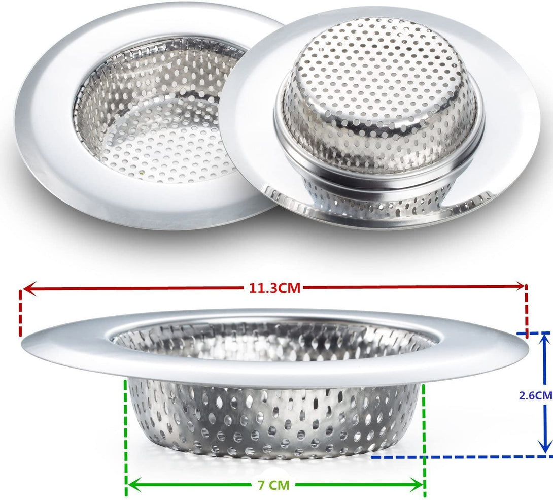 2PCS Kitchen Sink Strainer - Stainless Steel, Large Wide Rim 4.5" Diameter