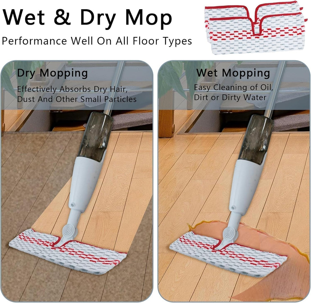 4 PCS Microfiber Refill Spray Mop Pads Compatible with O-Cedar Promist MAX, Washable Reusable Mop Refills Pads, Dual-Action Washable Flip Mops Pads Replacement for All Surface Floor Cleaning