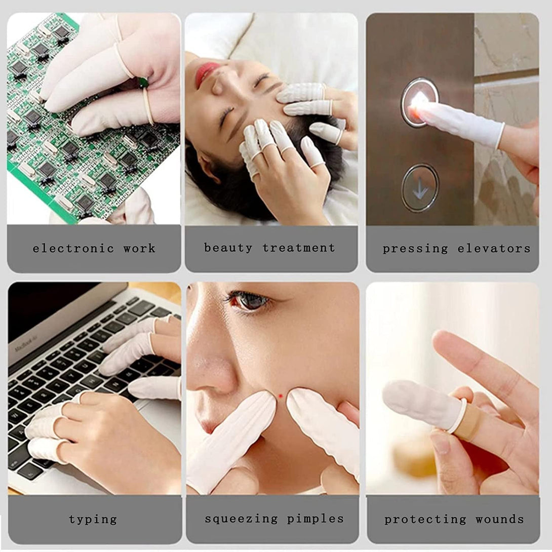 Approx. 420 Pcs Latex Finger Cots, Disposable Medium Finger Gloves, Fingertip Protectors, Thumb Covers, Sleeves Covers Protection for Fingertips(White)